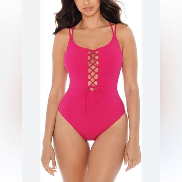 NWT Skinnydippers | Chili Red Suga Babe Strappy One Piece Swimsuit M - Picture 1 of 7